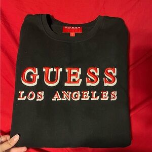 GUESS Black Sweatshirt with Red and White Embroidery